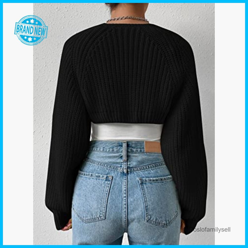 Y2K Cropped Cardigan Lightweight Knit Open Front Bolero Shrug Spring Fall - Picture 2 of 6